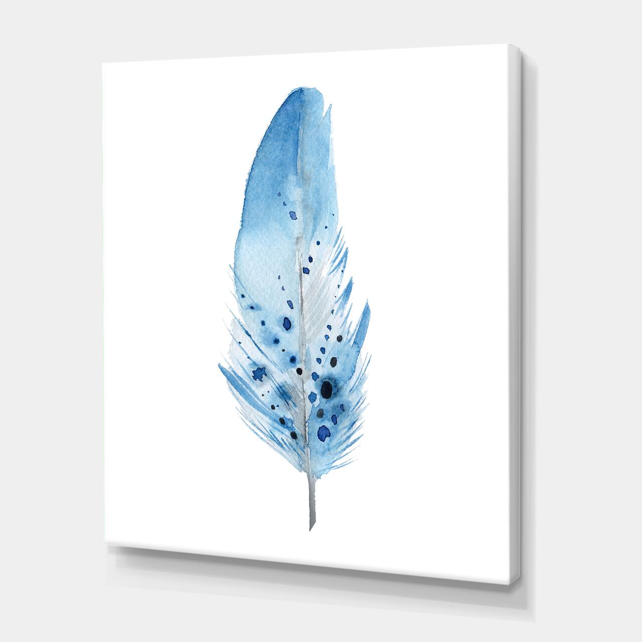 Designart - Blue Boho Feathers - Bohemian & Eclectic Canvas Wall Art Print